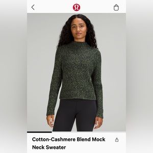 NWT Lululemon cotton-cashmere blend mock neck sweater